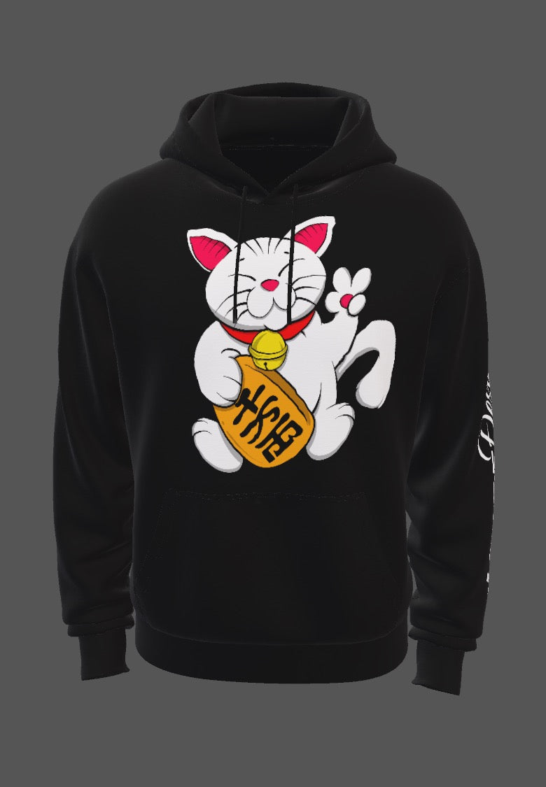 Lucky Cat Illustration Hoodie